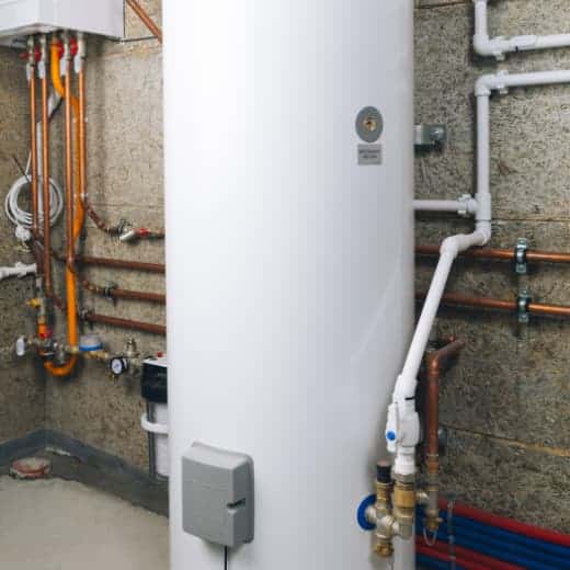 A professionally installed gas-powered traditional water heater by On The Way Plumbing